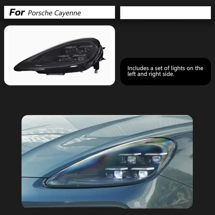 Car Craft Compatible With Porsche Cayenne 2019-2023 Car Front Upgraded Head Light Lamp Xenon Headlight Retrofit Upgrade Matrix Modified Led Drl Hid