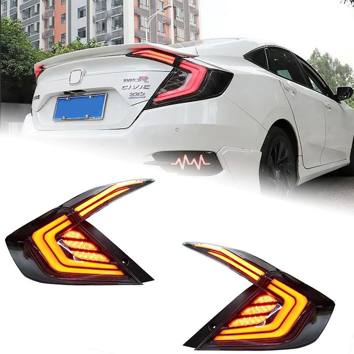 Car Craft Compatible With Honda Civic 10th Gen 2016-2020 Car Rear Upgraded Tail Light Lamp Xenon Taillight Retrofit Upgrade Modified Led Drl Hid B Clear