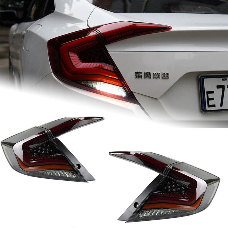 Car Craft Compatible With Honda Civic 10th Gen 2016-2020 Car Rear Upgraded Tail Light Lamp Xenon Taillight Retrofit Upgrade Modified Led Drl Hid C Clear