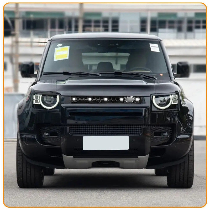 Car Craft Compatible With Range Land Rover Defender 90 110 130 2020+ Front Bumper Show Led Grille With Light Octa Style White