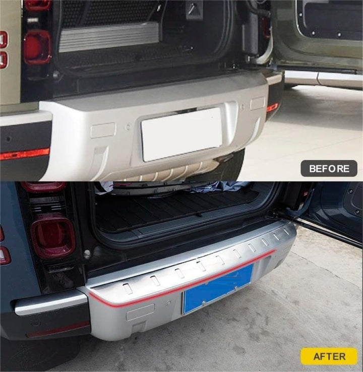 Car Craft Compatible With Range Land Rover Defender 90/110 L663 Lr129997 2020+ Rear Bumper Chrome Trim Strip Plate - CAR CRAFT INDIA