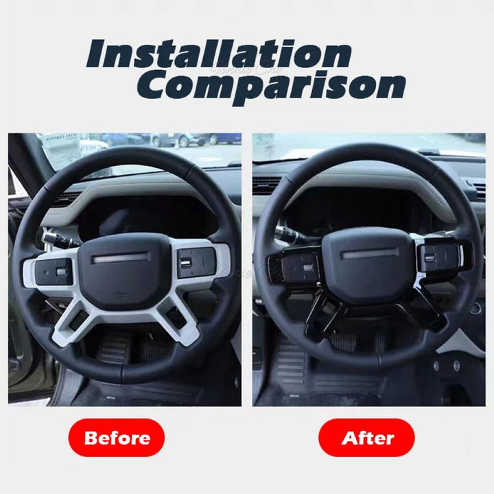 Car Craft Compatible With Range Land Rover Defender 90 110 130 L663 Lr129997 2020+ Steering Wheel Trim Cover Frame Stick On Style Glossy Black - CAR CRAFT INDIA