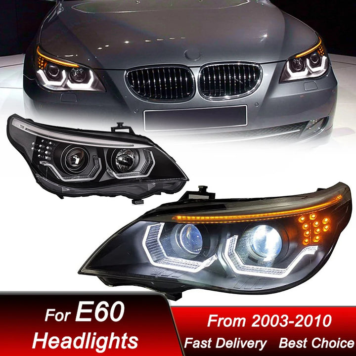 Car Craft Compatible With Bwm 5 Series E60 2007-2009 Car Front Upgraded Head Light Lamp Xenon Headlight Retrofit Upgrade Modified Led Drl Hid B