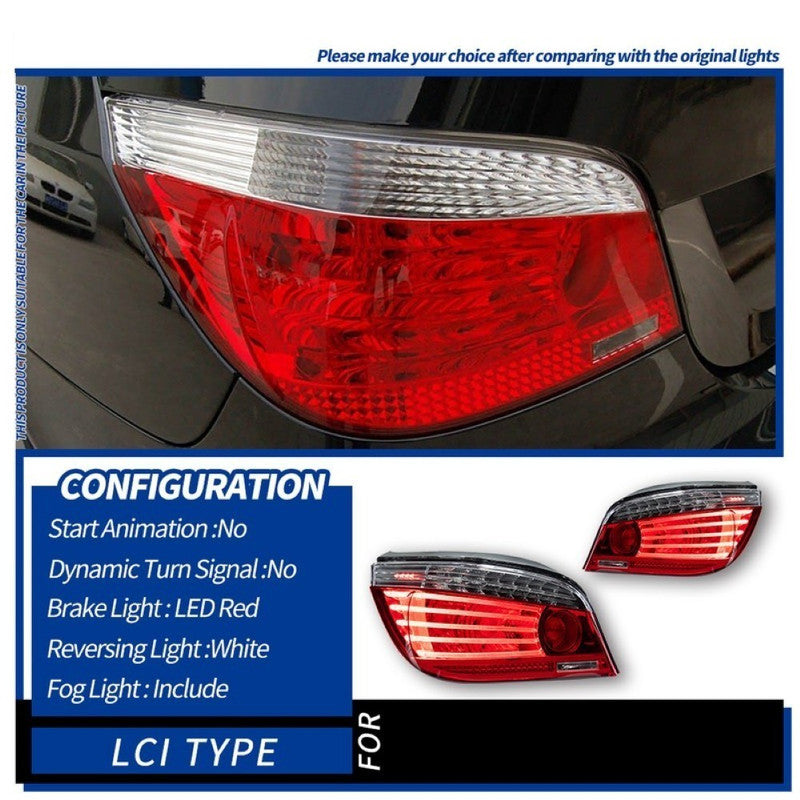 Car Craft Compatible With Bwm 5 Series E60 2007-2009 Car Rear Upgraded Tail Light Lamp Xenon Taillight Retrofit Upgrade Modified Led Drl Hid B Smoke