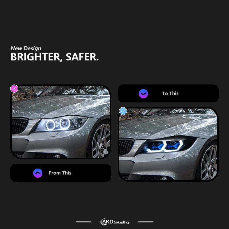 Car Craft Compatible With Bmw 3 Series E90 2008-2012 Car Front Upgraded Head Light Lamp Xenon Headlight Retrofit Upgrade Modified Led Drl Hid Laser Style 2 For Helogen Car - CAR CRAFT INDIA