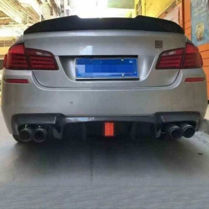 Car Craft Compatible With Bmw 5 Series F10 2010-2017 M5 M Sports Rear Bumper After Lip Diffuser Splitter F10 Style With Led Light Carbon Fiber Look