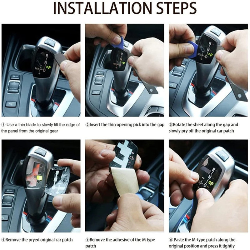 Car Craft Compatible With Bmw 1 2 3 4 5 6 7 Series F20 F30 F34 Gt 2013-2018 F34 F10 Gt F06 F12 F01 F02 X3 F25 X4 F26 X5 X6 F15 F16 Gear Lever Knob Cover Sticker Trim With M Sport Logo 61319252141-b2 CC-7806 - CAR CRAFT INDIA