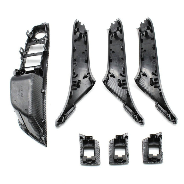 Car Craft Compatible With Bmw 5 Series F10 2010-2017 Car Interior Door Armrest Inside Pull Handle Inner Full Set Carbon Fiber 25874 25847l 25848r 25889l 25890r In Cf Rhd Model A CC-7874 - CAR CRAFT INDIA