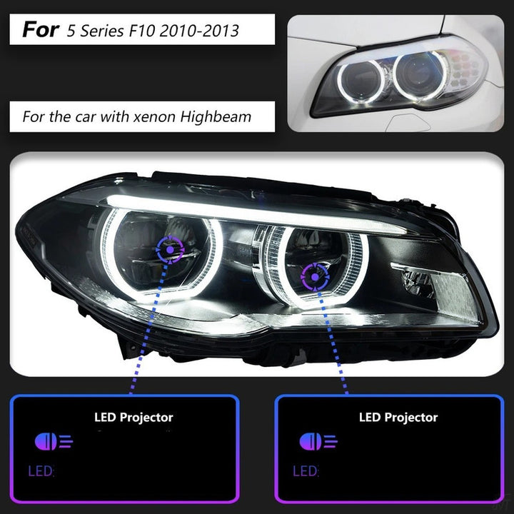 Car Craft Comaptibel With Bmw 5 Series F10 2010-2013 Pre Facelift Car Front Upgraded Head Light Lamp Xenon Headlight Retrofit Upgrade Modified Led Drl Hid Lci Style