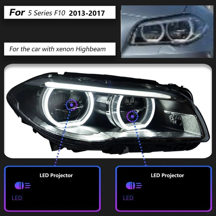 Car Craft Comaptibel With Bmw 5 Series F10 2014-2017 Lci Facelift Car Front Upgraded Head Light Lamp Xenon Headlight Retrofit Upgrade Modified Led Drl Hid Lci Style