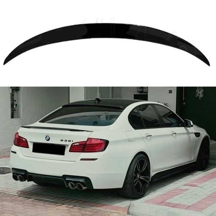 Car Craft Compatible With Bmw 5 Series F10 2010-2017 Rear Trunk Wing Boot Spoiler Lip Splitter Skirt P Style Gloosy Black CC-8592 - CAR CRAFT INDIA