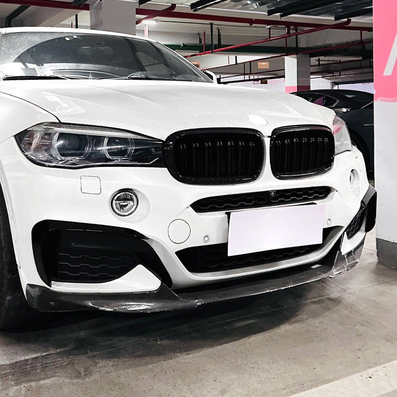 Car Craft Compatible With Bmw X6 F15 2014-2019 Front M Sports Bumper Fog Lamp Light Air Intake Wind Knife Trim Skirts Canard Splitters Carbon Fiber Look Zst-636 Cfl