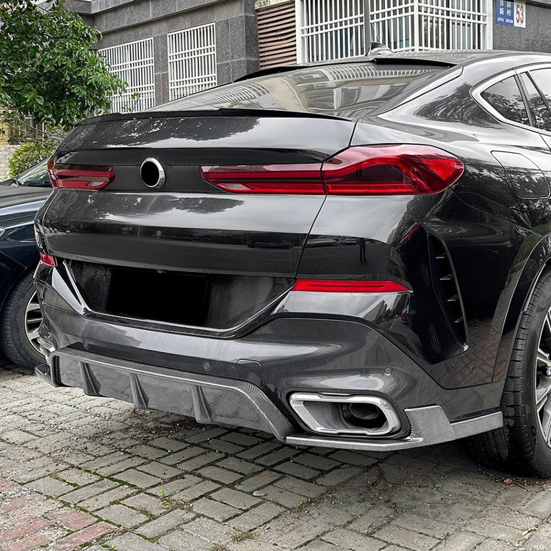 Car Craft Compatible With Bmw X6 G06 2019+ M Sport M Performance Rear Bumper Lip Skirt Splitter Diffuser Spoiler Zst-671 Cf Carbon Fiber Look