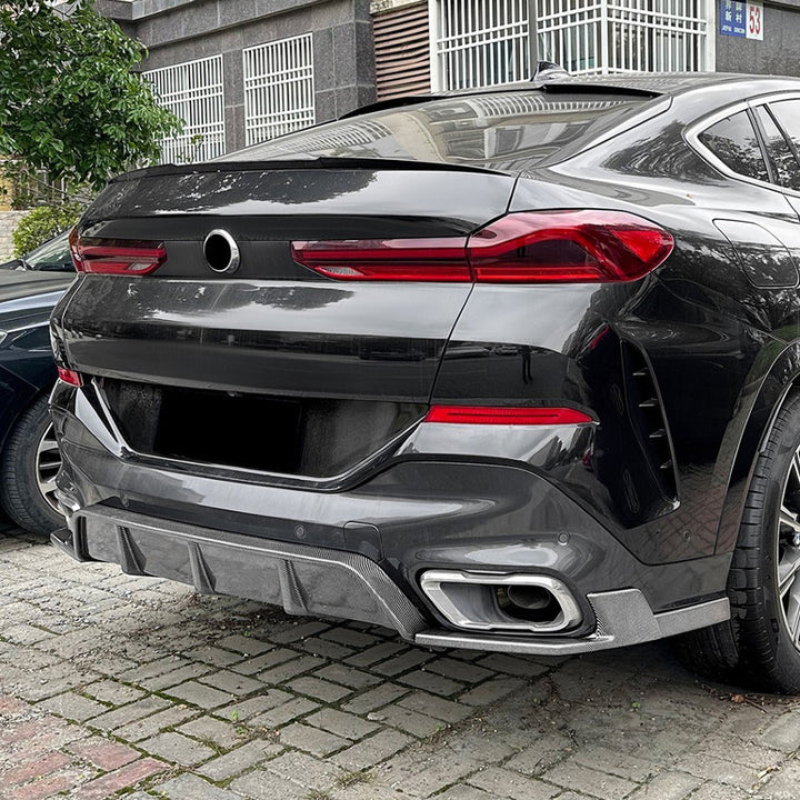 Car Craft Compatible With Bmw X6 G06 2019+ M Sport M Performance Rear Bumper Lip Skirt Splitter Diffuser Spoiler Zst-671 Cf Carbon Fiber Look