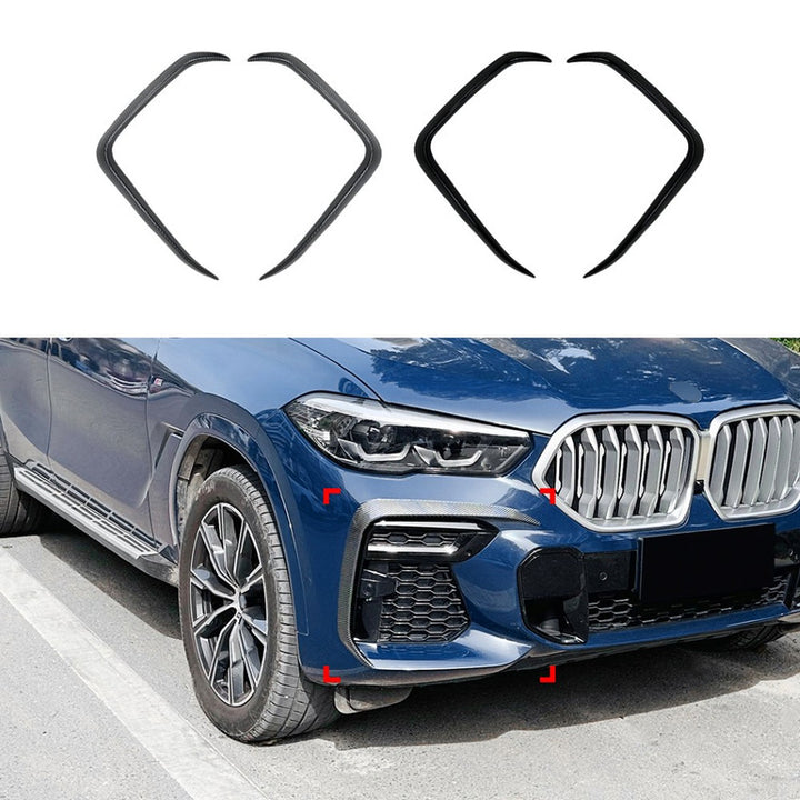 Car Craft Compatible With Bmw Bmw X6 G06 Pre-facelift M Sport 2019-2022 Front Bumper Lip Splitter Diffuser Skirst Flag Canard Carbon Fiber Look Zst-670 Cf