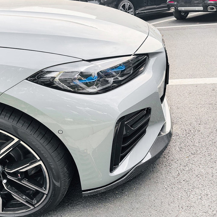 Car Craft Compatible With Bmw 4 Series M4 G22 G26 2020+ Coupe M Sports Front Bumper Lip Splitter Diffuser Skirst Flag Canard Carbon Fiber Look Zst-621 Cf