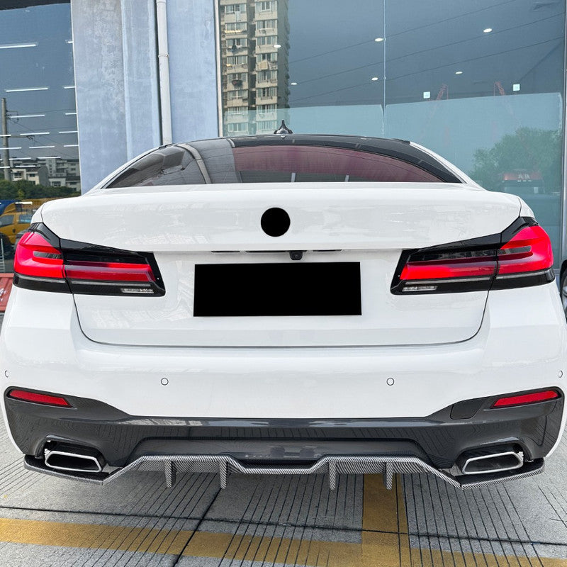 Car Craft Compatible With Bmw 5 Series G30 Lci 2021-2023 M Sports Bumper Rear After Lip Diffuser Splitter Skirts Blade Style Carbon Fiber Look Zst-884 Cf