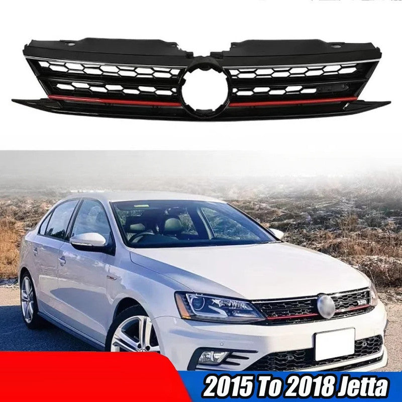 Car Craft Compatible With Vw Volkswagen Jetta Mk6 2015-2017 Upgrade Facelift Convert To Gli Style Front Bumper Show Grill Red Line