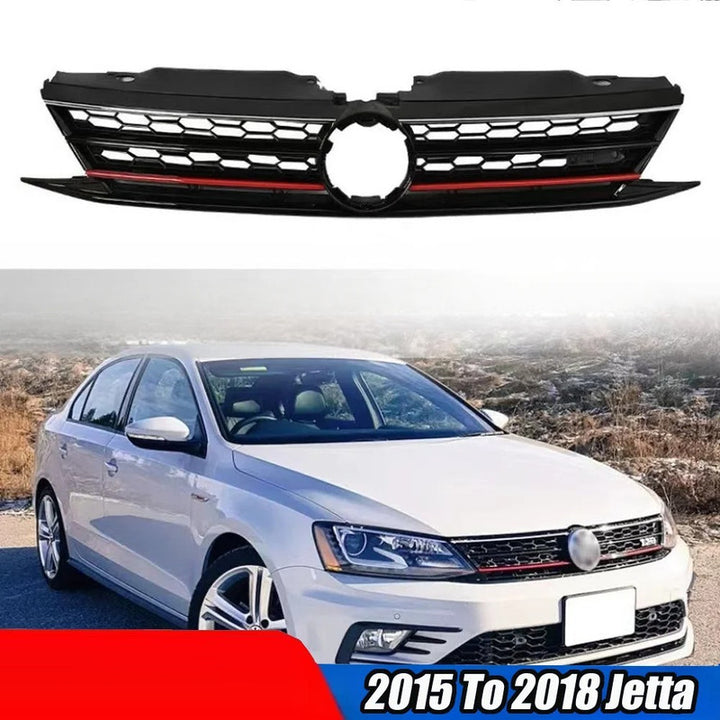 Car Craft Compatible With Vw Volkswagen Jetta Mk6 2015-2017 Upgrade Facelift Convert To Gli Style Front Bumper Show Grill Red Line