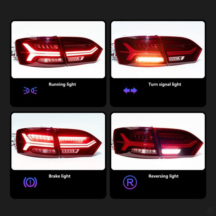 Car Craft Compatible With Volkswagne Vw Jetta 2011-2014 Car Rear Upgraded Tail Light Lamp Xenon Taillight Retrofit Upgrade Modified Led Drl Hid Red B