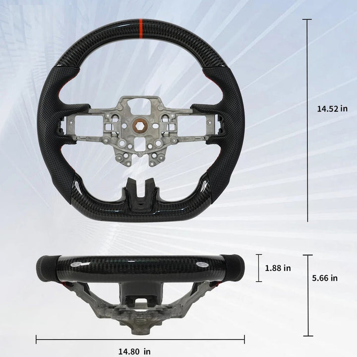 Car Craft Compatibel With Ford Mustang Gt Ecoboost Shelby 2015-2018 Sport Racing Steering Wheel Trim Cover Wheel Perforated Leather Carbon Fiber Core