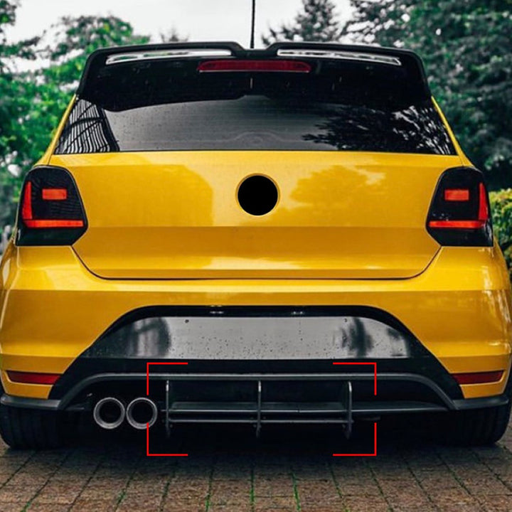 Car Craft Compatible With Volkswagen Polo Mk5 Gti 6r 2011-2014 Rear Bumper Lip Skirt Splitter Diffuser Carbon Fiber Look Zst-217