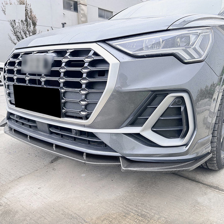 Car Craft Compatible With Audi Q3 F3 Sline 2019+ Front Bumper Lip Splitter Diffuser Skirst Flag Canard Carbon Fiber Look Zst-715 Cf