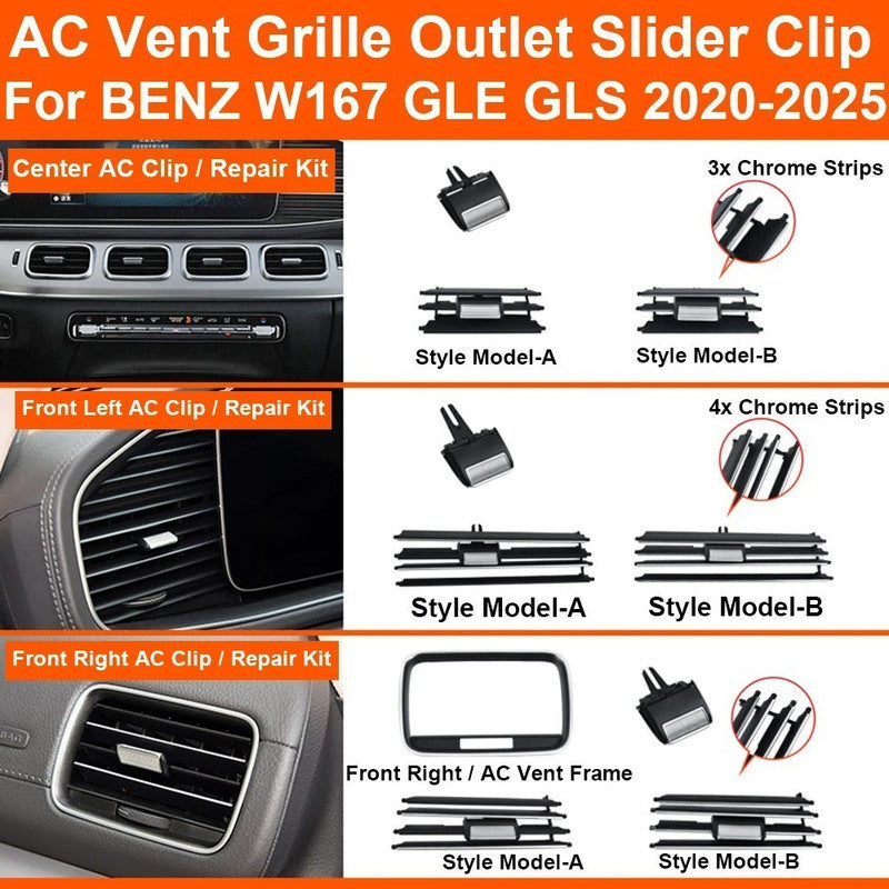 Car Craft Compatible With Mercedes Benz Gle Gls W167 2019-2025 Car Dashboard Ac Vent Grille Outlet Clip Slider Trim Repair Kit Outer Frame Trim Cover 1678301500 Left