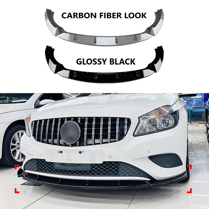 Car Craft Compatible With Mercedes Benz A Class W176 2012-2015 Standard Front Bumper Lip Splitter Diffuser Skirst Flag Canard Carbon Fiber Look Zst-583 Cf