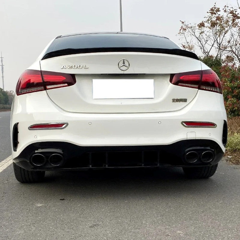 Car Craft Compatible With Mercedes Benz A Class W177 Sedan 2018-2023 Amg Rear Bumper After Lip Diffuser Lip Skirst Splitter Flag Canard Dual Tip Zst-187