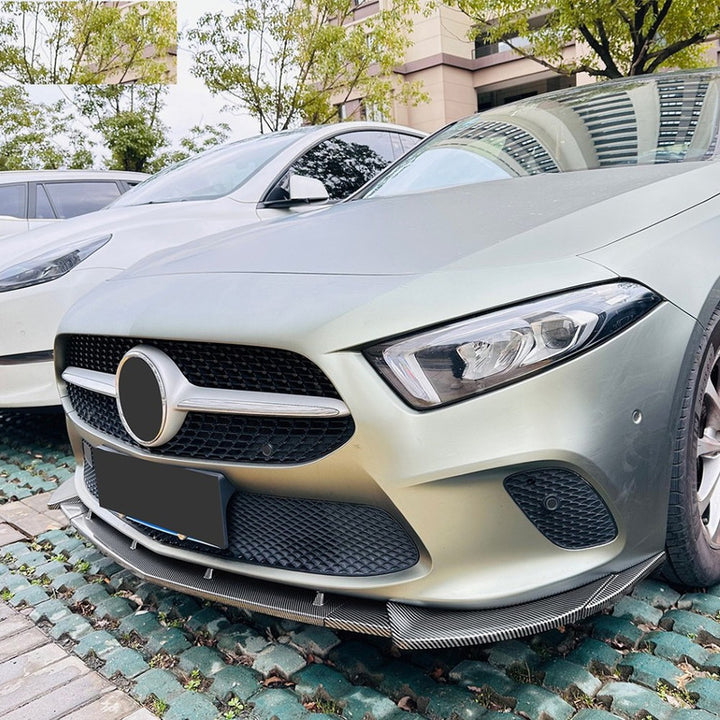 Car Craft Compatible With Mercedes Benz A Class W177 2018-2022 Standard Front Bumper Lip Splitter Diffuser Skirst Flag Canard Carbon Fiber Look Zst-639 Cf