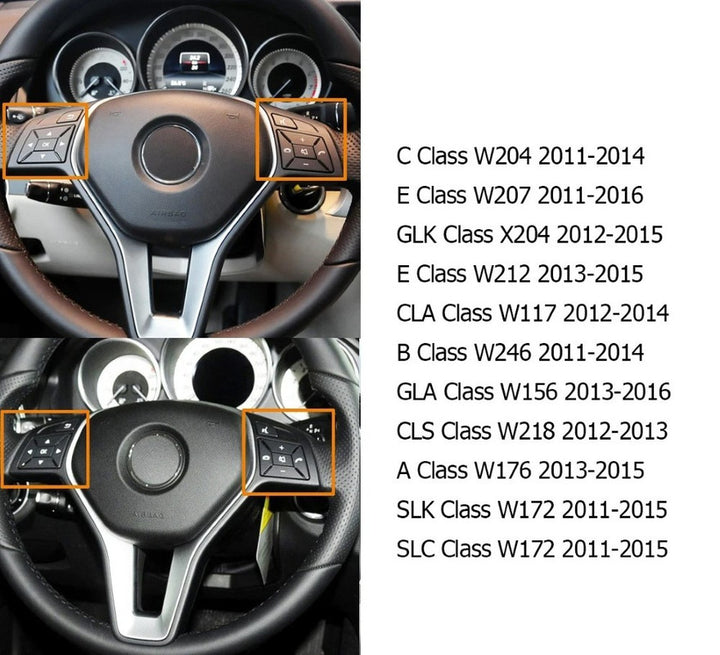 Car Craft Compatible With Mercedes A B C E Class Gla W204 W246 W207 W212 W176 W156 Cla W117 Cls W218 Slk Slc W172 Steering Wheel Control Switch Knob Button Cover 21854001629107 Black Left A CC-7844 - CAR CRAFT INDIA