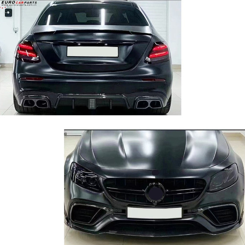 Car Craft Compatible With Mercedes Benz E Class W213 2016-2019 Amg E63 Car Upgrade To E63 Amg Brabus Bbs Bodykit Front After Lip Diffuser Exhaust Tips Fog Gril Cover