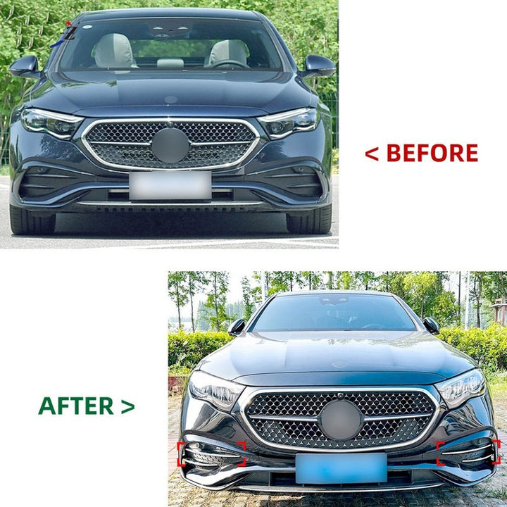 Car Craft Compatible With Mercedes Benz E Class W214 2024+ Front Amg Bumper Fog Lamp Light Air Intake Trim Skirts Canard Splitters Carbon Fiber Look Zst-774 Cf