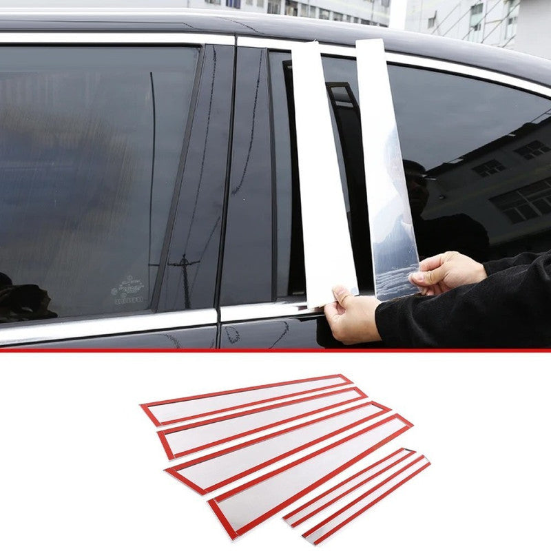 Car Craft Compatible With Mercedes Benz S Class W221 2006-2013 Door Window Middle Column B Pillar Piller Strips Trim Cover Chrome