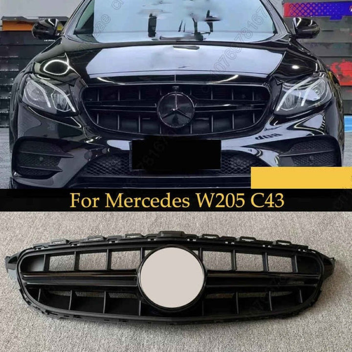 Car Craft Compatible With Mercedes Benz C Class W205 C205 Coupe 2015-2018 Upgrade Front Bumper Amg C63 Show Grill Without Camera Hole Amgs Glossy Black Gc W205/c205-006 Sl