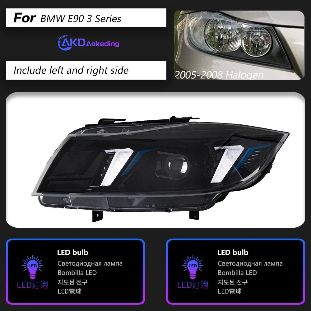 Head Lamp for BMW E90 LED Headlight 2005-2012 Headlights 320i 325i 318i DRL Turn Signal High Beam Angel Eye Projector Lens