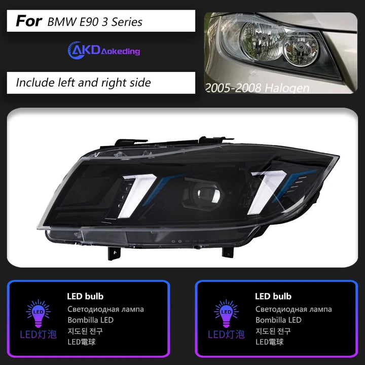 Head Lamp for BMW E90 LED Headlight 2005-2012 Headlights 320i 325i 318i DRL Turn Signal High Beam Angel Eye Projector Lens