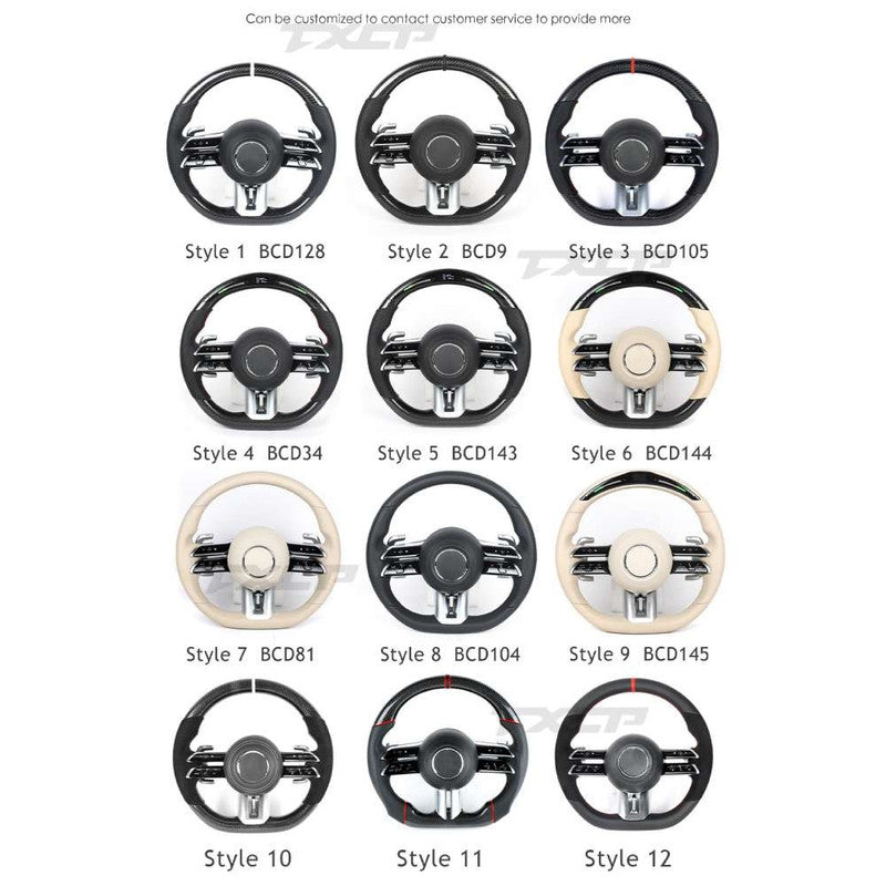 Car Craft Compatible With Mercedes A B C E S G V M Class Ml Gl Gla Glb Glc Gle Gls Slk G55 G63 G Wagon Eqs Upgraded Custom Amg Brabus Maybach Full Steering Wheel 2014-2016 Style 1 Black