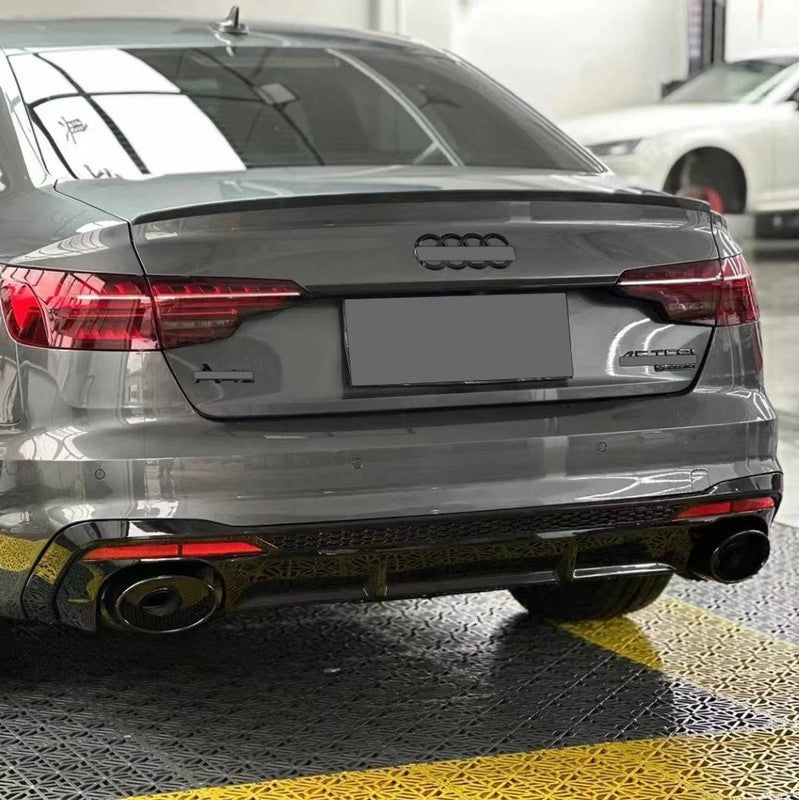 Car Craft Compatible With Audi A4 B9.5 2021+ Upgraded Facelift Convert To Rs4 Sport Bodykit Rear After Bumper Lip Diffuser Skirt Splitter With Exhaust Pipe Tip A4-049 Gc Glossy Black