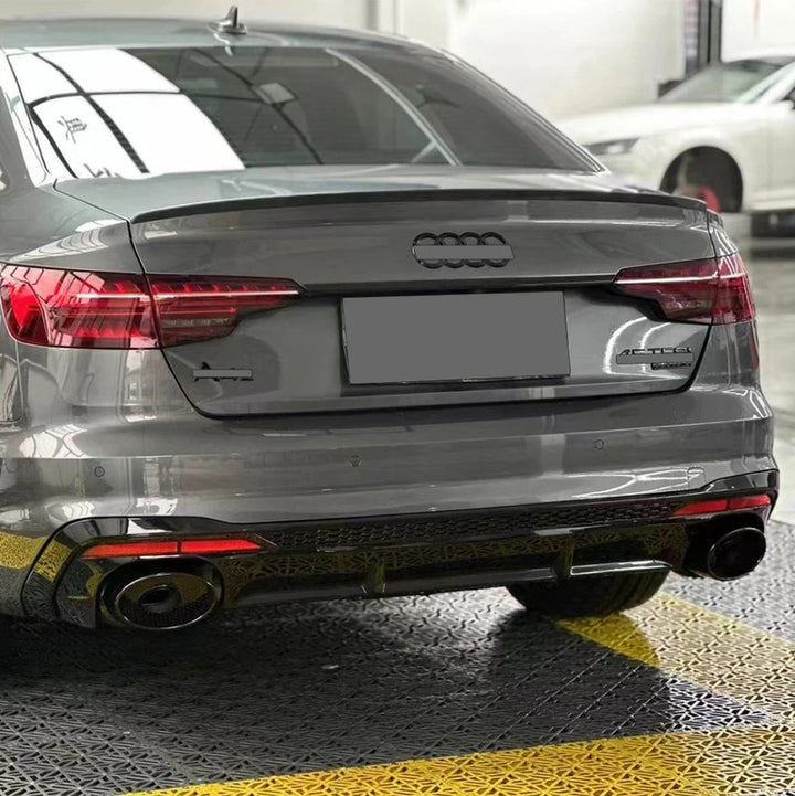 Car Craft Compatible With Audi A4 B9.5 2021+ Upgraded Facelift Convert To Rs4 Sport Bodykit Rear After Bumper Lip Diffuser Skirt Splitter With Exhaust Pipe Tip A4-049 Gc Glossy Black