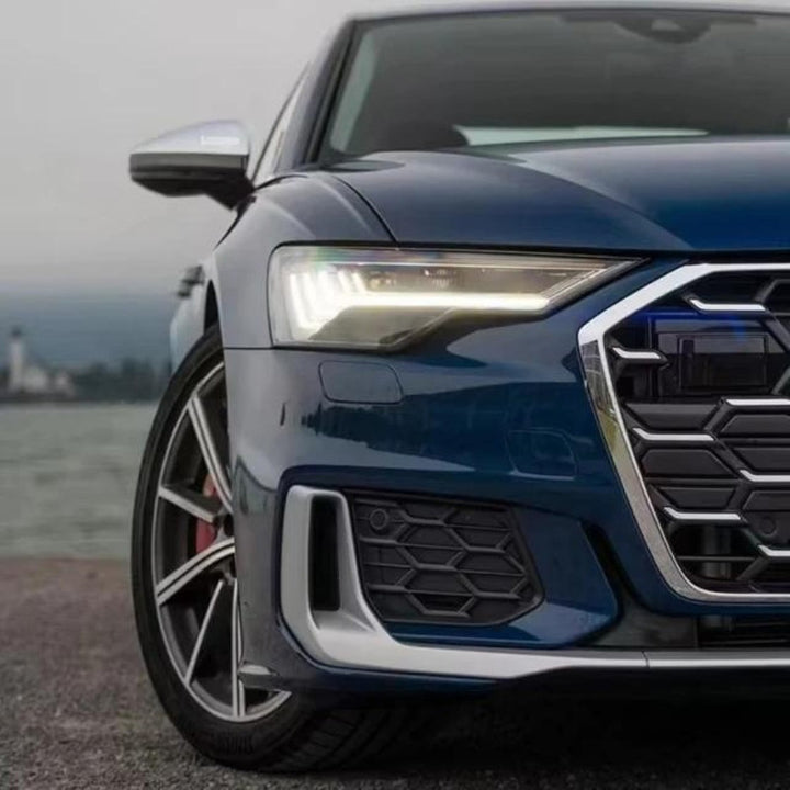 Car Craft Compatible With Audi A6 C8 2019-2025 Upgraded Facelift Convert To S6 Sport Bodykit Front Grill Lip Fog Grill Diffuser Lip Skirt Trim Exhaust Pipe Tip Black Grille Acc Style All Logo Silver A6-105 Gc