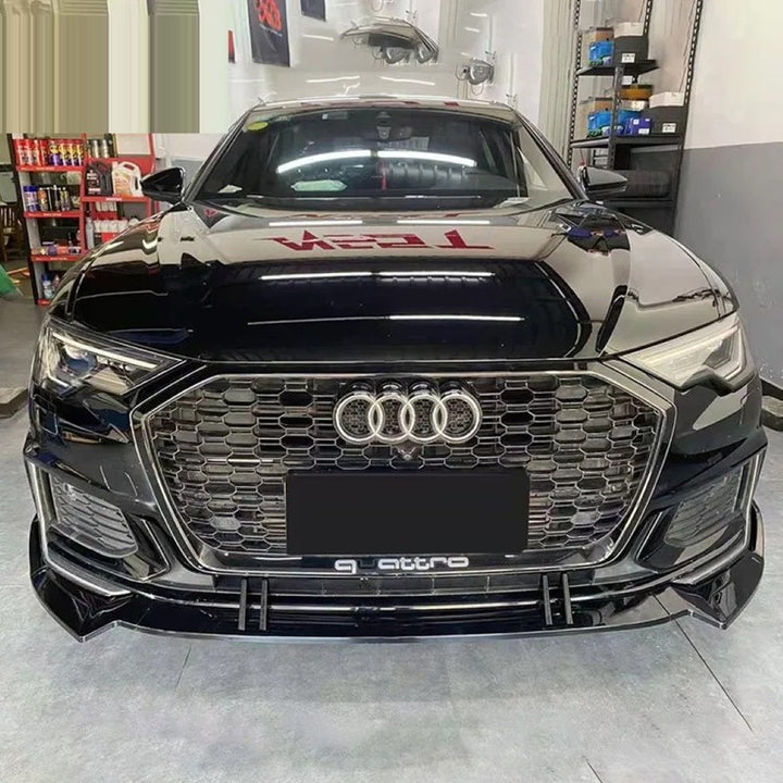 Car Craft Compatible With Audi A6 C8 2019-2025 Rs6 S6 Sport Front Bumper Lip Splitter Skirt Trim A6-018 019 Gc Glossy Black CC-11297