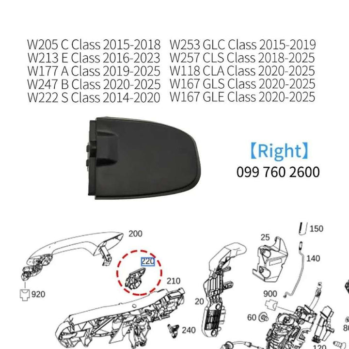 Car Craft Compatible With Mercedes Benz A B C E S Gla Glc Cla Gle Gls Class W177 W247 W118 W205 W222 W223 W253 W254 W213 2015+ Exterior Door Pull Handle Fixed Base Buckle Cap Cover 997602600 Right CC-8467 - CAR CRAFT INDIA