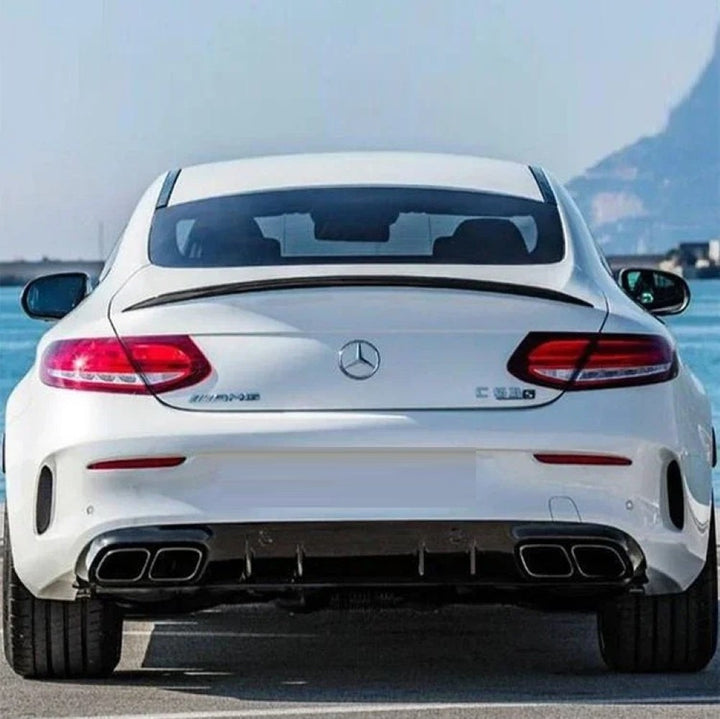 Car Craft Compatible With Mercedes Benz C Class C205 Coupe 2015-2021 Amg Rear Bumper Upgrade Convert To Amg Amg C63 After Rear Lip Diffuser Black GC C205-025