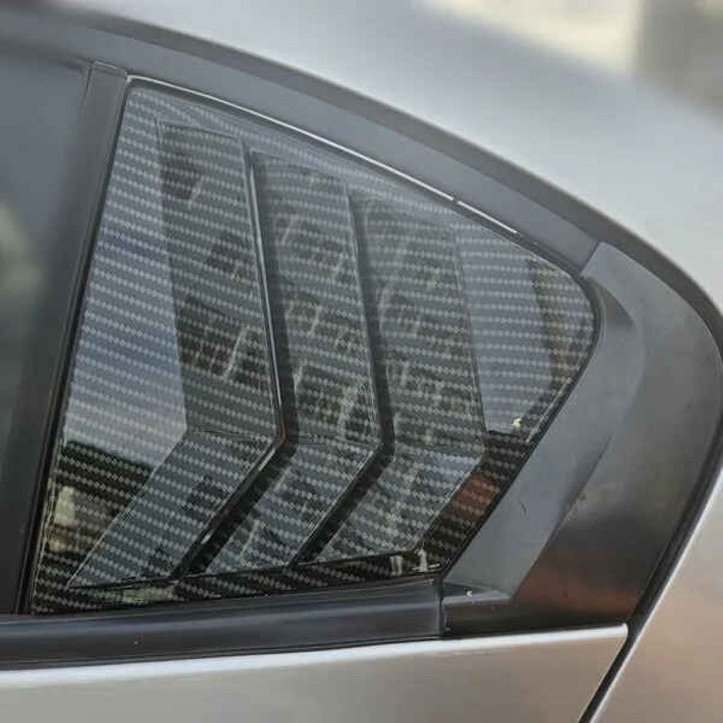 Car Craft Compatible With Honda City 2009-2013 Car Rear Window Shutter Cover Louver Side Vent Trim Triangle Glossy Black