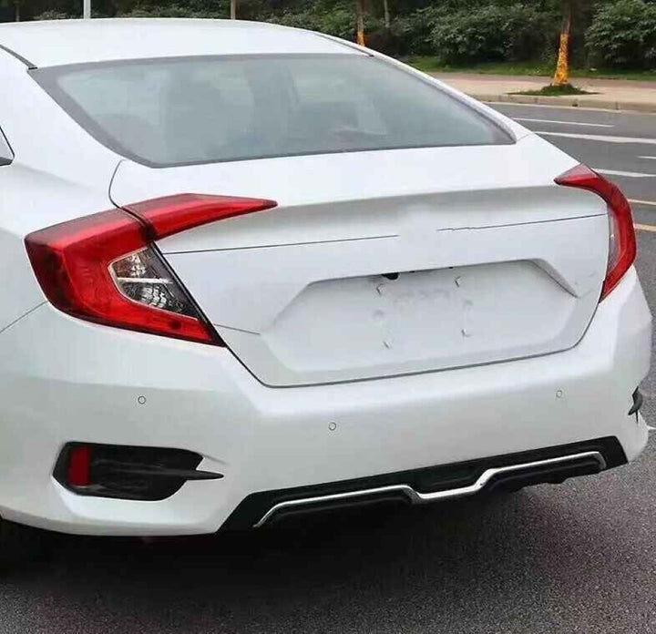 Car Craft Compatible With Honda Civic 2016-20219 Rear After Bumper Lip Diffuser Skirt Splitter Trim Black Silver Model E