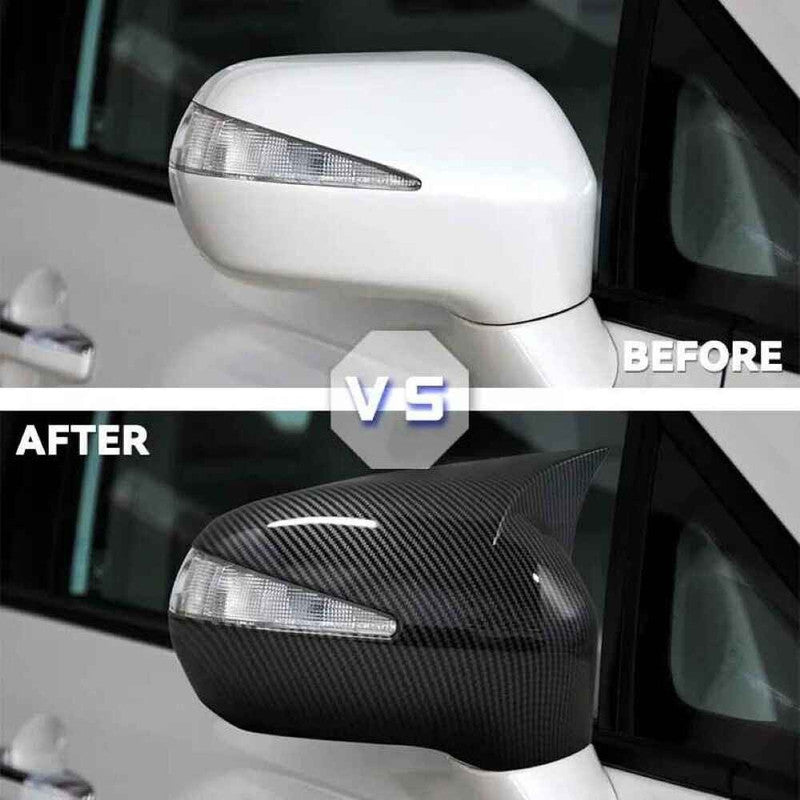 Car Craft Compatible With Honda Civic 2005-2011 Side Rear View Case Wing Cap Shell Housing Mirror Covers 3m Tape Pasting Style With Mirror Light Carbon Fiber Look CC-11532