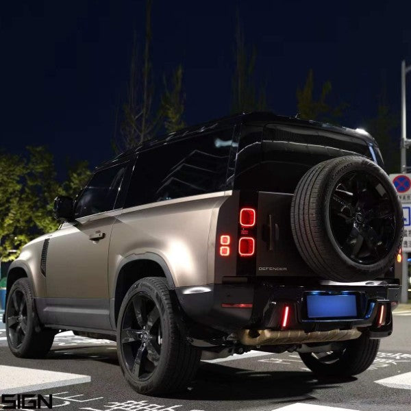 Car Craft Compatible With Land Range Rover Defender 90 110 130 2020-2026 L663 Car Rear After Bumper Lip Skirts Splitter Diffuser With Led Light Rock Style Kt Design Carbon Fiber Look - CAR CRAFT INDIA