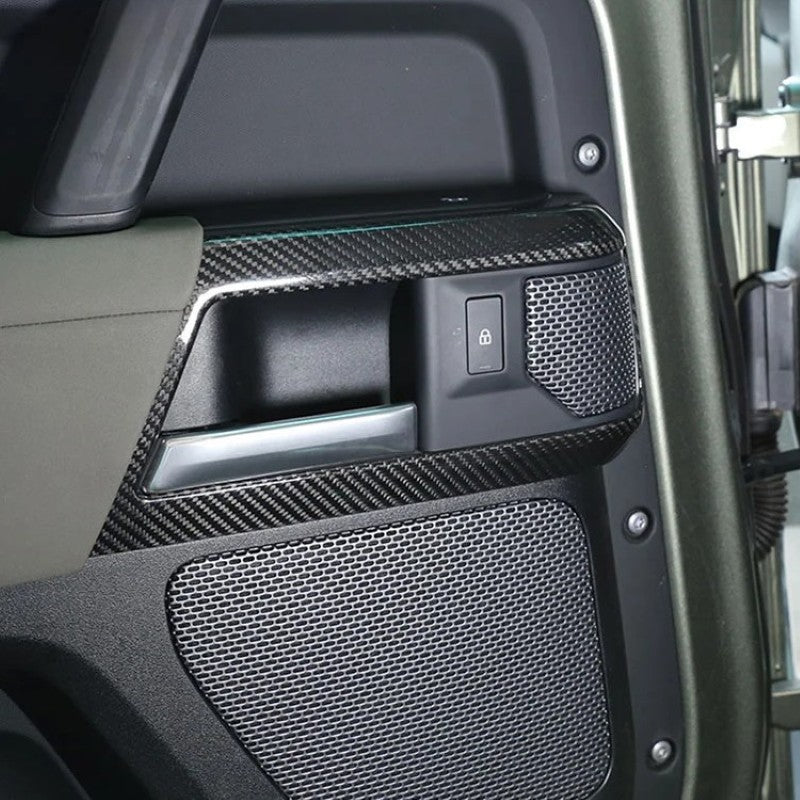 Car Craft Compatible With Range Land Rover Defender 90 110 130 L663 Lr129997 2020+ Car Interior Inner Pull Door Handle Trim Speaker Grill Cover Frame Trim Real Carbon Fiber